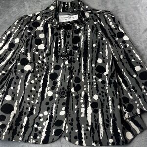 Trina Turk Women's Gray Abstract Print 3 Button Blazer Size‎ 12/14 Measurements